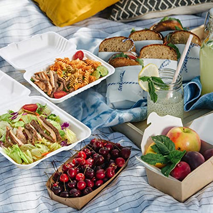 50 Pack Clamshell Take Out Food Containers, 100% Compostable Disposable To Go Containers, 8X8 inch Heavy-Duty To Go Boxes for Food - color: 8*8 in, 1-Compartment,50Pack