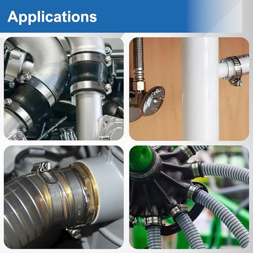 #4 Mini Hose Clamp 10Pcs, Adjustable Stainless Steel Band with Zinc Plated Screw, Wire Hose Clips Worm Gear Hose Clamps