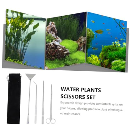 Generic 1set Aquascaping Tools Aquarium Scissors Tweezers and Spatula for Fish Tank Maintenance Essential Tools for Aquatic Plants and Substrate Care