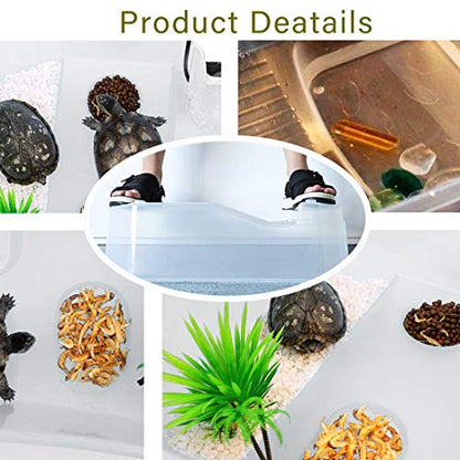 Plastic Turtle Tank Reptile Habitat Pet Terrariums Turtles Tank Aquarium Terrapin Topper Basking with Platform Plants,Durable,Safe, Non-Toxic(White) - color: White