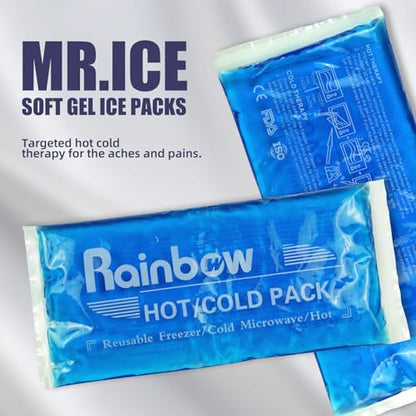 2 Pack Reusable Gel Ice Packs, Flexible Hot Cold Packs for Injuries | Flexible When Frozen, Reusable Hot & Cold Therapy, Ideal for Breast Surgery, Strain, Migraine,Durable Leak-Resistant Design - style: 4.3" x 9.8" 2 packs