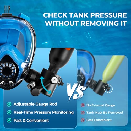 GOYOJO Mini Scuba Tank, Portable Diving Lung Air Tank with DOT Certified, Refillable Emergency Backup Pony Bottle for Snorkeling, Underwater Breathing, Training - color: 0.5L Black + Mask