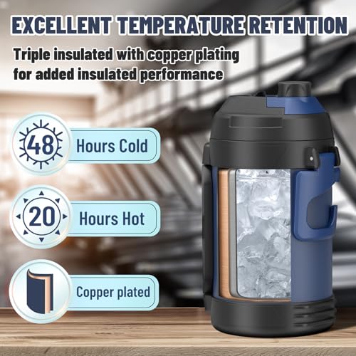 Zukro 1 Gallon Insulated 18/8 Stainless Steel Water Jug, Keep Cold 48 Hrs - color: Gradient Cyan