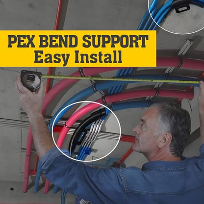 10 Pcs 3/8" - 1/2" Pex 90 Degree Elbow Plastic Tubing Bend Support With 20Pcs Half Clamp Fixture J-Hook,Elbow 90 Degree Pipe Fitting Kit Black,For 1/2 Inch Pex Tubing/Pipe Support
