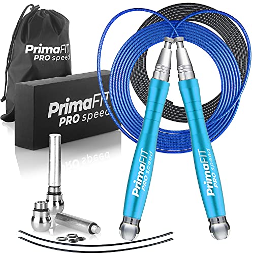 PrimaFIT Pro Speed Jump Rope for Adults, Weighted Skipping Rope for Boxing - color: Light Blue