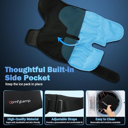 Comfytemp Shoulder Ice Pack Wrap, Shoulder Brace Rotator Cuff Cold Therapy - color: Black - 2 Gel Pack + 1 Brace
