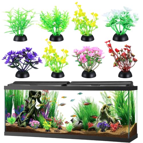 Toyvian Artificial Aquarium Plants 20PCS Plastic Aquarium Plants Mixed Styles for Fish Tank Decor | Betta Fish Tank Accessories Universal Fake Water Grass Decorations for Freshwater Tank