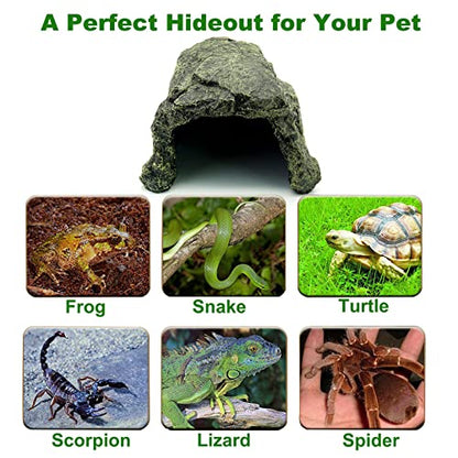 Besimple Aquarium Fish Hide Cave Decoration, Reptile Rock Hideouts Stone Cave Hide House Fish Tank Aquarium Accessories for Betta Shrimp Turtle Amphibians Small Lizards(Rock Hide Cave)