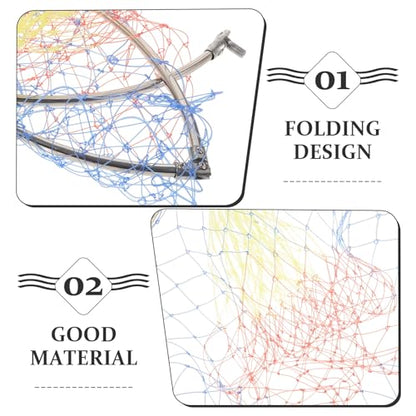 VILLCASE Replacement Stainless Steel Fishing Landing Net Head with Colorful Printed Mesh, 40cm Foldable Fish Catching Net for Portable Fishing and Fish Landing Supplies