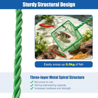 Aquarium Fish Net Small Betta Fish Tank Cleaning Net Sludge Food Residue Wastes Skimmer with Soft Fine Mesh and Braided Matal Handle for Small Ponds and Pools(4 inch) - size: 4 inch