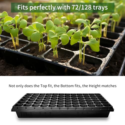 RooTrimmer Growing Trays, 1020 Plant Nursery Trays Heavy Duty Seed Starter Flat Seedling Tray for 72/128 Cell Plug Tray Transplant Growing Microgreens (21"×11", 10 Pack, 1.6" Deep, Without Holes)