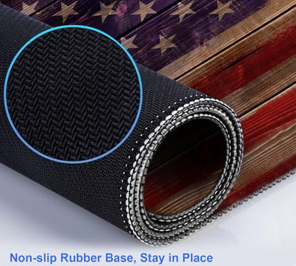 American Flag Gaming Mouse Pad, Suitable for Office and Study Keyboard Pads | The Surface Of The Mouse Pad Is Designed With Fiber Woven Material, And The Base Is Made Of Natural Anti Slip Rubber. - color: Wood Grain American Flag