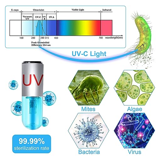 Aquarium Clean Light，3 W mini &13W Submersible Light with UV Test Card,Aquarium Water Clean Green Clear Waterproof Clean Lamp for Pond,Swimming Pool,Indoor (3W MINI)