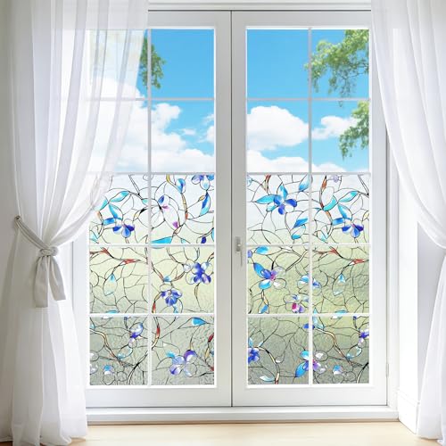 NINETREX Window Privacy Film, Frosted Window Tint Heat Control UV Blocking with Static Cling Removable for Home, Bathroom, Kitchen, Glass Door and Car Decor, Renter Friendly, 17.5 x 78.7 inches