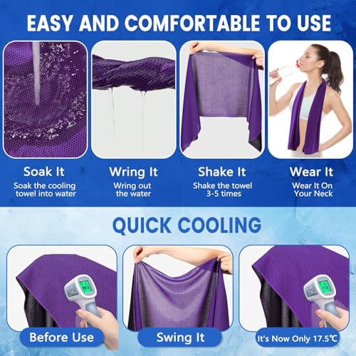Hosuly 100 Pack Cooling Towels, 40"x12" - color: Purple