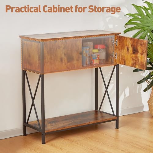 20-29 Gallon Aquarium Stand with Cabinet, 20 Gallon Long Fish Tank Stand with 31''L * 12''W Tabletop, Double Heavy Metal Stand with Stable Structure, Adjustable Table Feet - Rustic Brown - color: Rustic Brown 20-29Gallon, size: 20-29Gallon