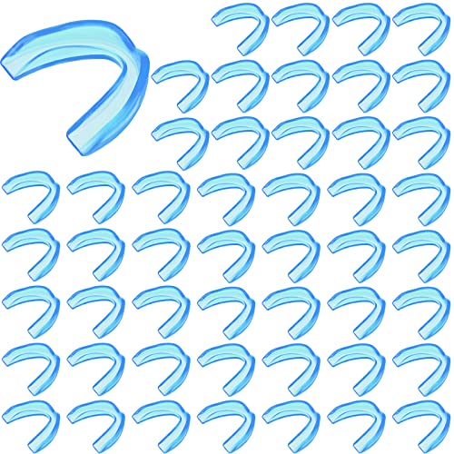 Kathfly 50 Pcs Football Mouth Guards Bulk Sports Mouthpieces | Team Youth Adult Teenager Teeth Protection Armor Accessories, Football Boxing Basketball Hockey, Silicone, Multiple Colors - color: Blue