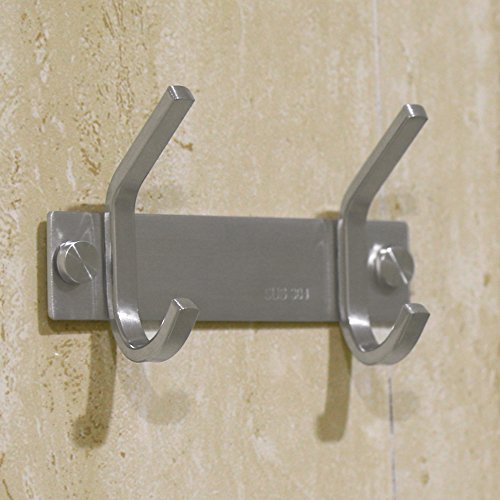 WEBI Set of 2, C-CBG022 Heavy Duty Stainless Steel 304 Hook Rail Coat Rack with 2 Hooks, Satin Finish, Great Home Storage & Organization for Bedroom, Bathroom, Foyers, Hallways - size: 2-Hooks(2 Pack)