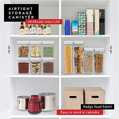 DWËLLZA KITCHEN Airtight Food Storage Containers for Pantry With White Lids 1L - 6 Pack - Clear Plastic Air Tight Kitchen Containers Pantry Organization and Storage BPA-Free Keeps Food Fresh & Dry