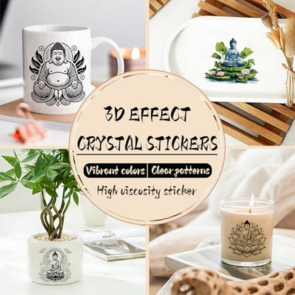 UV DTF Cup Wrap Transfer Stickers, 2 Sheets Buddha Rub On Transfers for Tumblers Glass Cups Mugs Water Bottles - style: Buddha