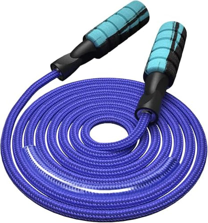 Jump Rope Cotton Adjustable Skipping Weighted jumprope for Women, Adult and Children Athletic Fitness Exercise Jumping Rope - color: Blue, size: 1pcs