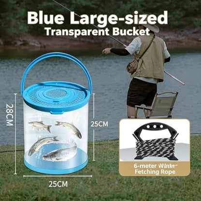 Catch Plastic Beach Aquarium, Foldable Small Aquarium, Plastic Portable Fish Tank with Lid, Clear Fish Transport Container Fishing Bucket, Great Concept for Catching and Release Critters