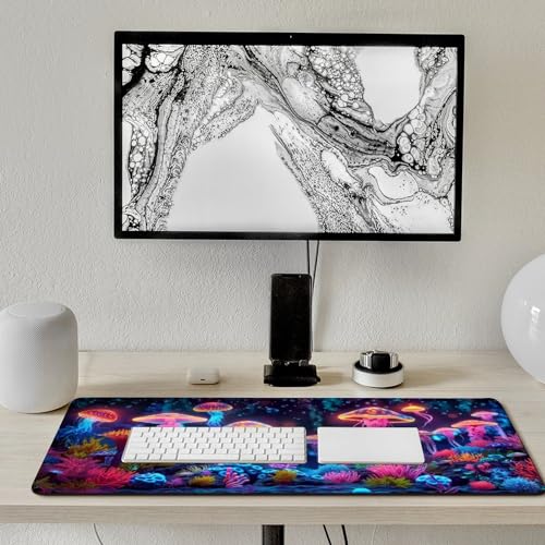 KeKee Glowing Colorful Sea Aquarium Neon Large Mouse Pad Gaming Mousepad Desk Pad for Keyboard and Mouse Mat Non-Slip Base 40x90cm, Style