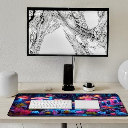 KeKee Glowing Colorful Sea Aquarium Neon Large Mouse Pad Gaming Mousepad Desk Pad for Keyboard and Mouse Mat Non-Slip Base 40x90cm, Style