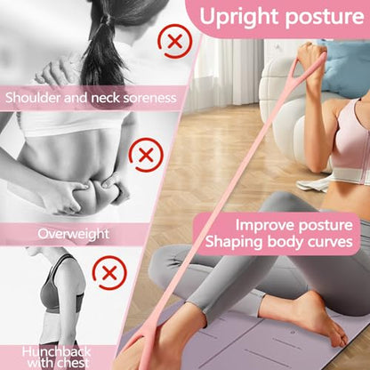 Yitexin Figure 8 Resistance Band, Stretch Bands for Exercise, Stretch Strap for Arm Shoulder Back Chest Stretching, Elastic Rope Stretching Bands - color: Pink
