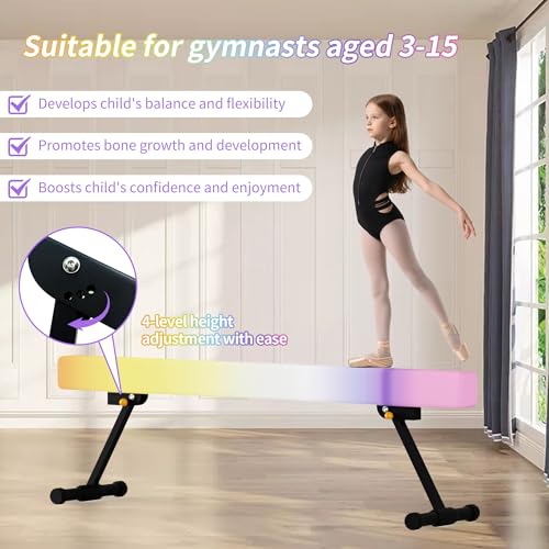 EL&IT·Wings 6/8ft Gymnastic Balance Beam,Adjustable High and Low Level Floor Beam - color: Rainbow, size: 6FT