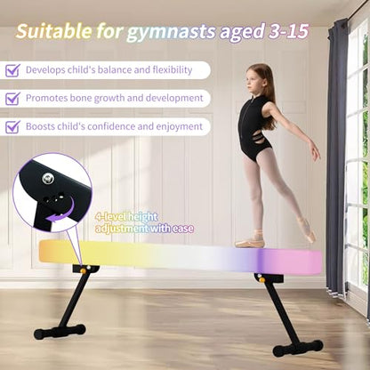 EL&IT·Wings 6/8ft Gymnastic Balance Beam,Adjustable High and Low Level Floor Beam - color: Rainbow, size: 6FT