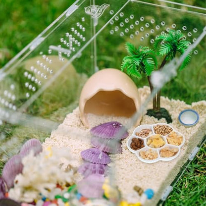 2Pcs Hermit Crab Food Dish, 7 Compartments Anti-Turning Food & Water Bowl, Tiny Reptile Water Bowl for Small Animal Hermit Aquarium Accessory