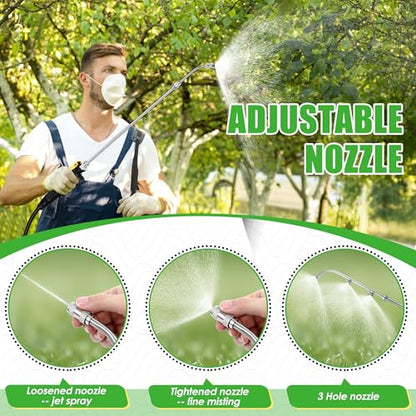 Enhon Pump Sprayer Wand with 2 Types of Nozzles, 3 Hole Nozzle Replacement, Stainless Steel Sprayer Wand Replacement with Trigger & Hose