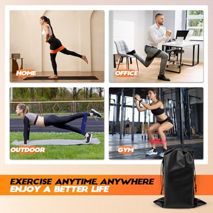Lianjindun Booty Resistance Bands for Legs & Glutes, Non-Slip Workout Set - color: Red, Blue, Orange, Black