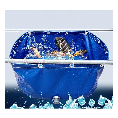Foldable Fish Pond with Grommet, PVC Canvas Pool for Ponds, Fish Tank, Koi, Goldfish, Water Storage Pool Garden Plastic Buckets (Color : Blue, Size : 1.5x2x1m)