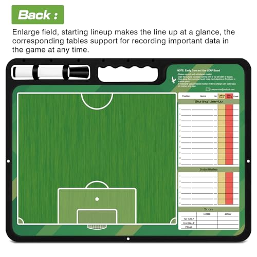 Coach Board Premium Tactical Clipboard Two Sides with Full & Half Court Dry Erase Marker Board for Basketball, Baseball, Soccer, Football, Hockey - color: Hand Held-Soccer Board