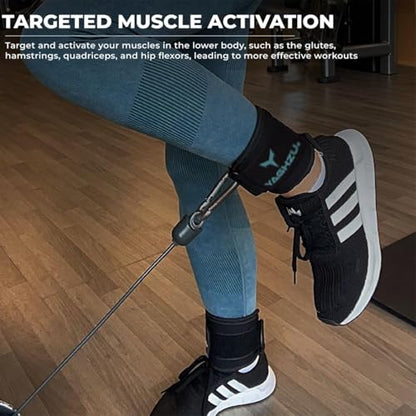 Adjustable Gym Ankle Straps for Cable Machines Women & Men, Glute Kickbacks - color: Black and Cyan, size: Single