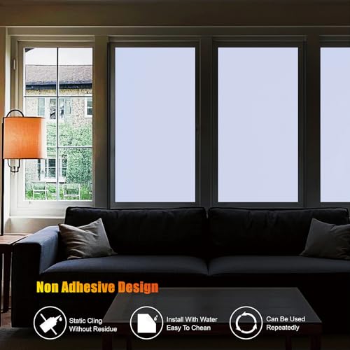 White Thickened Total Blackout Window Film, Sun Heat Blocking Privacy Cover for Glass, Removable Opaque Sun Blocking Heat Control Room Home Day Sleep Light Blocker 11.8"x 118" - color: White, size: 11.8" x 118"