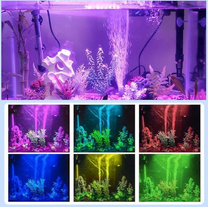 11inch RGB Aquarium Lights, Underwater Fish Tank Lights IP68 Waterproof Color Changing Adjustable Memory Submersible Remote Control Aquarium Tank Sucker Hood Strip Lamp Waterfall Lights - size: 11 Inch