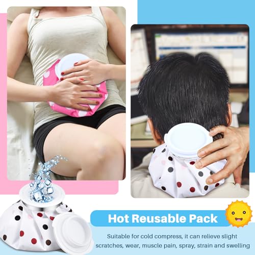 Honoson 4 Pack Reusable Ice Bags Hot Cold Bag Leakproof,Stylish Style | Reusable Ice Pack, Ice Bags Hot Water Bag,Screw Cap No-Leak Elastic Breathable for Sports & Home Use,Wide Opening Easy Fill - style: Stylish