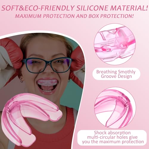 TOODOO 6 Pieces Youth Braces Mouth Guard with Cases, White, Pink - color: White, Pink