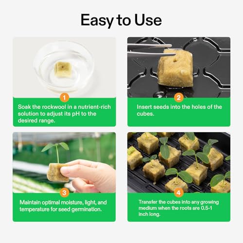 VIVOSUN 1" Rockwool Cubes, 200 Plugs Stonewool Starter Grow Cubes for Cuttings, Cloning, Plant Propagation, Seed Starting, Hydroponic Grow Media for Vigorous Plant Growth - size: 1"-200 Plugs