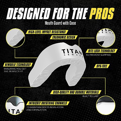 Mouth Guard Boxing, Dual-Layer Boil & Bite Mouthguard, Adult | Premium Dual-Layer | Case Included | Adult & Youth Custom-Fit Mouthpiece | Football, MMA, Hockey, Lacrosse, BJJ, Basketball - color: White, size: Adult Age 11+