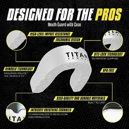 Mouth Guard Boxing, Dual-Layer Boil & Bite Mouthguard, Adult | Premium Dual-Layer | Case Included | Adult & Youth Custom-Fit Mouthpiece | Football, MMA, Hockey, Lacrosse, BJJ, Basketball - color: White, size: Adult Age 11+