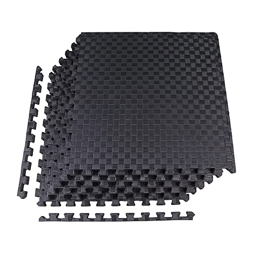 BalanceFrom Puzzle Exercise Mat 1-inch Thick, EVA Interlocking Foam Floor - color: Black, style: One Inch Thick, 24 Square Feet