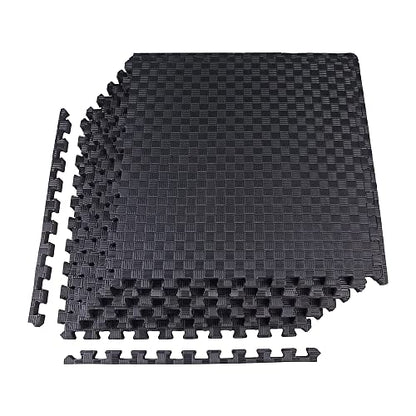 BalanceFrom Puzzle Exercise Mat 1-inch Thick, EVA Interlocking Foam Floor - color: Black, style: One Inch Thick, 24 Square Feet