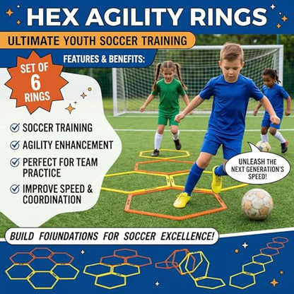 Japard Hex Agility Rings for Speed Training & Agility Footwork Training Speed Hurdles Ladder with Carrying Bag