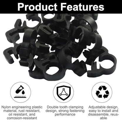 Murtenze 20 Pack Double Gripping Nylon Hose Clamps, Adjustable Plastic Snap Grip Hose Clamps for Connecting Fastening Pipes (8.1-8.6mm (5/16inch)) - size: 8.1-8.6mm (5/16inch)-20Pcs