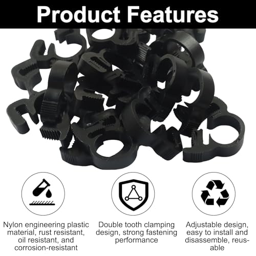 Murtenze 20 Pack Double Gripping Nylon Hose Clamps, Adjustable Plastic Snap Grip Hose Clamps for Connecting Fastening Pipes (15.2-17.0mm (5/8inch)) - size: 15.2-17.0mm (5/8inch)-20Pcs