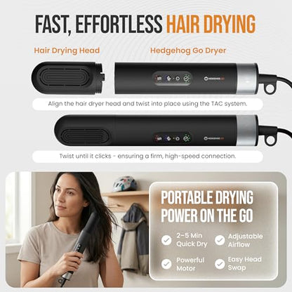 Hedgehog GO Portable Shoe & Gear Dryer – 105,000 RPM High-Speed Travel Boot & Glove Dryer | Compact 350g Lightweight Design | Dual-Voltage (100–240V), Adjustable Heat & Timer | 105,000 RPM High-Speed,Compact 350g Lightweight Design Dual-Voltage (100–240V)